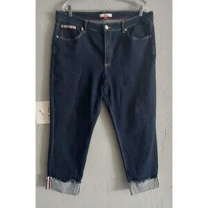 Tommy Hilfiger Jeans Womens 6 Blue Tribeca Skinny Dark Wash Cuffed Denim Pants